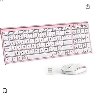 Wireless Keyboard and Mouse Combo Portable Wireless Keyboard Mouse, Rose Gold